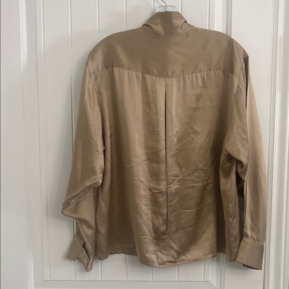 Franco Valeri Vintage Gold Champagne Silk Blouse - Picture 3 of 13